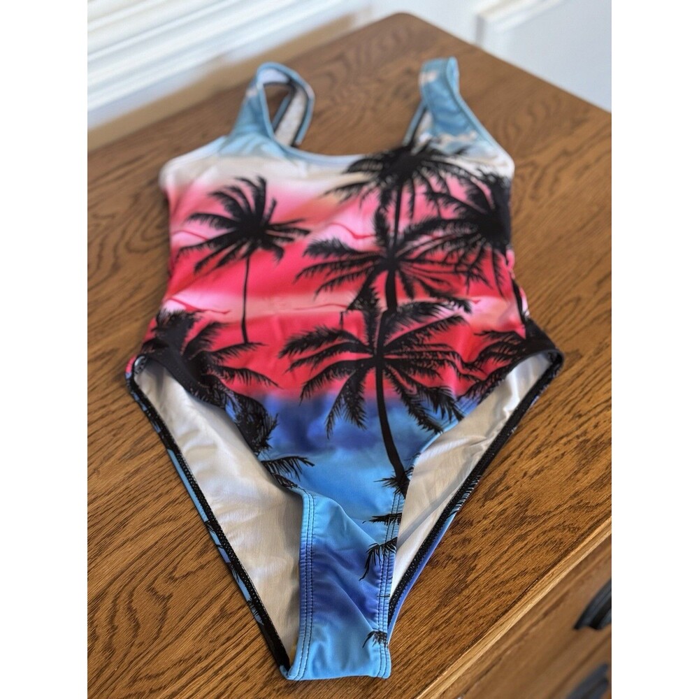 NWT~One Piece Palm Tree Swimwear, Women’s Sz Small Swimsuit/Bathing Suit
